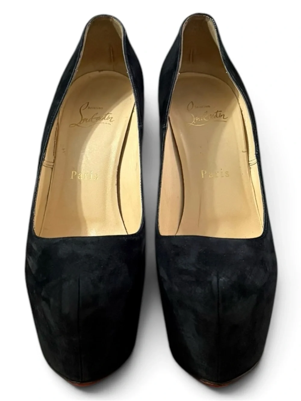 Christian Louboutin Daffodile Black Suede Platform Pumps – Size 38.5